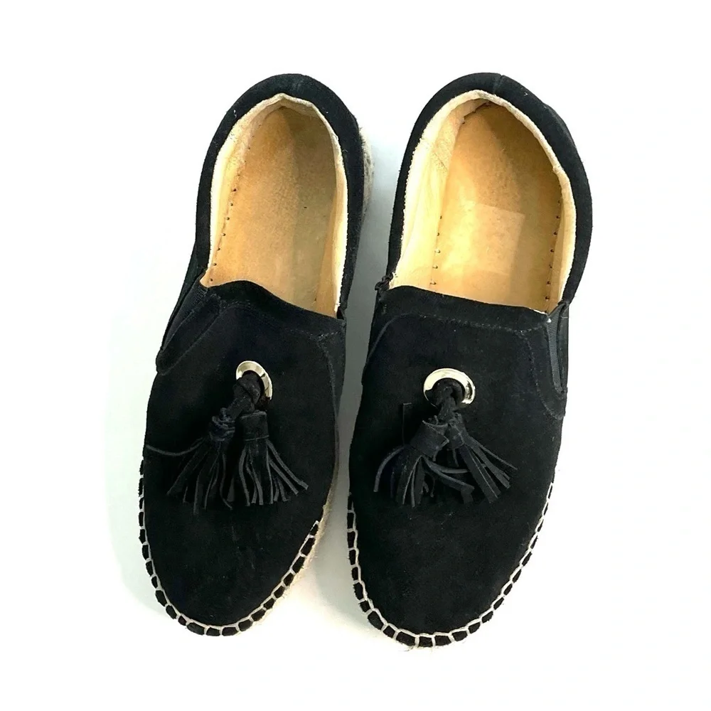 J/Slides Black suede Rosa Tassel Platform Slip-on